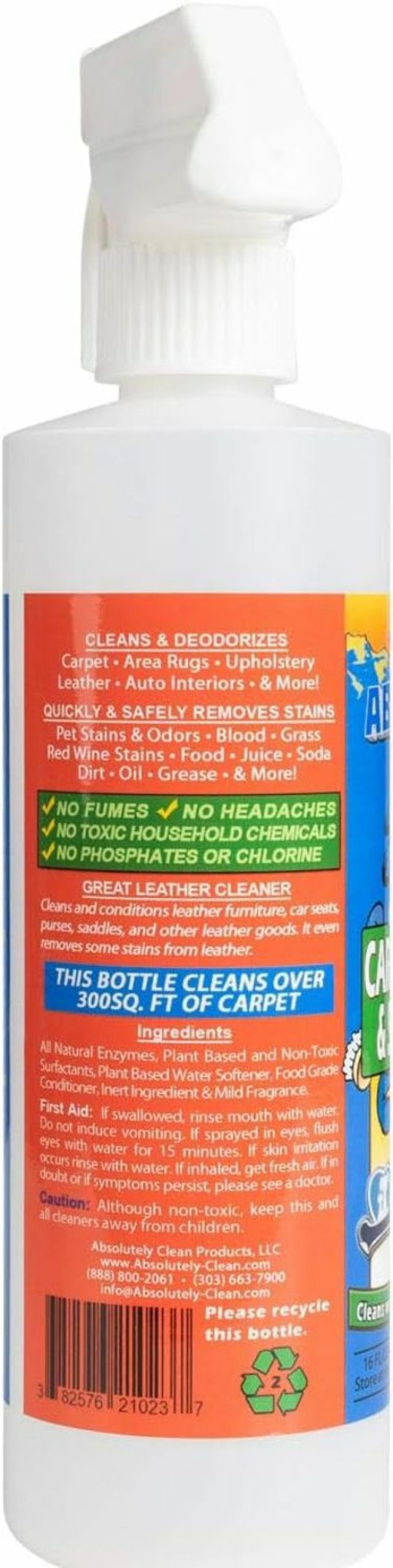 Small Animal Absolutely Clean | Absolutely Clean Carpet And Upholstery Shampoo, Stain Remover And Leather Cleaner, Remove Stains In 60 S, Cleans Over 300 Sq. Ft.