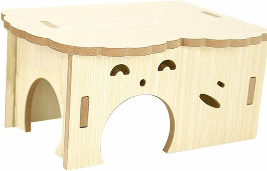 Small Animal generic | Generic Playground Guinea Chew Wooden Exploring Tunnel Wood Pig Hideout Chinchillas Hiding Hide Pet Maze Nest Small Animal Toy Habitat Play Chinchilla Cabin Gerbils Cage For House