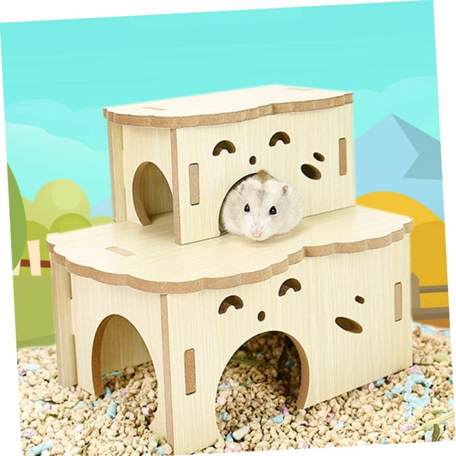 Small Animal generic | Generic Playground Guinea Chew Wooden Exploring Tunnel Wood Pig Hideout Chinchillas Hiding Hide Pet Maze Nest Small Animal Toy Habitat Play Chinchilla Cabin Gerbils Cage For House