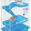 Small Animal Hamiledyi | Hamiledyi Portable Hamster Cage, 3-Floors Hamster Habitat Small Animal Critter Enclosure With Bedroom Kettle Track Food Box Slide Etc Mice Habitat Gerbil House For Hamsters Or Other Tiny Pets(Blue)