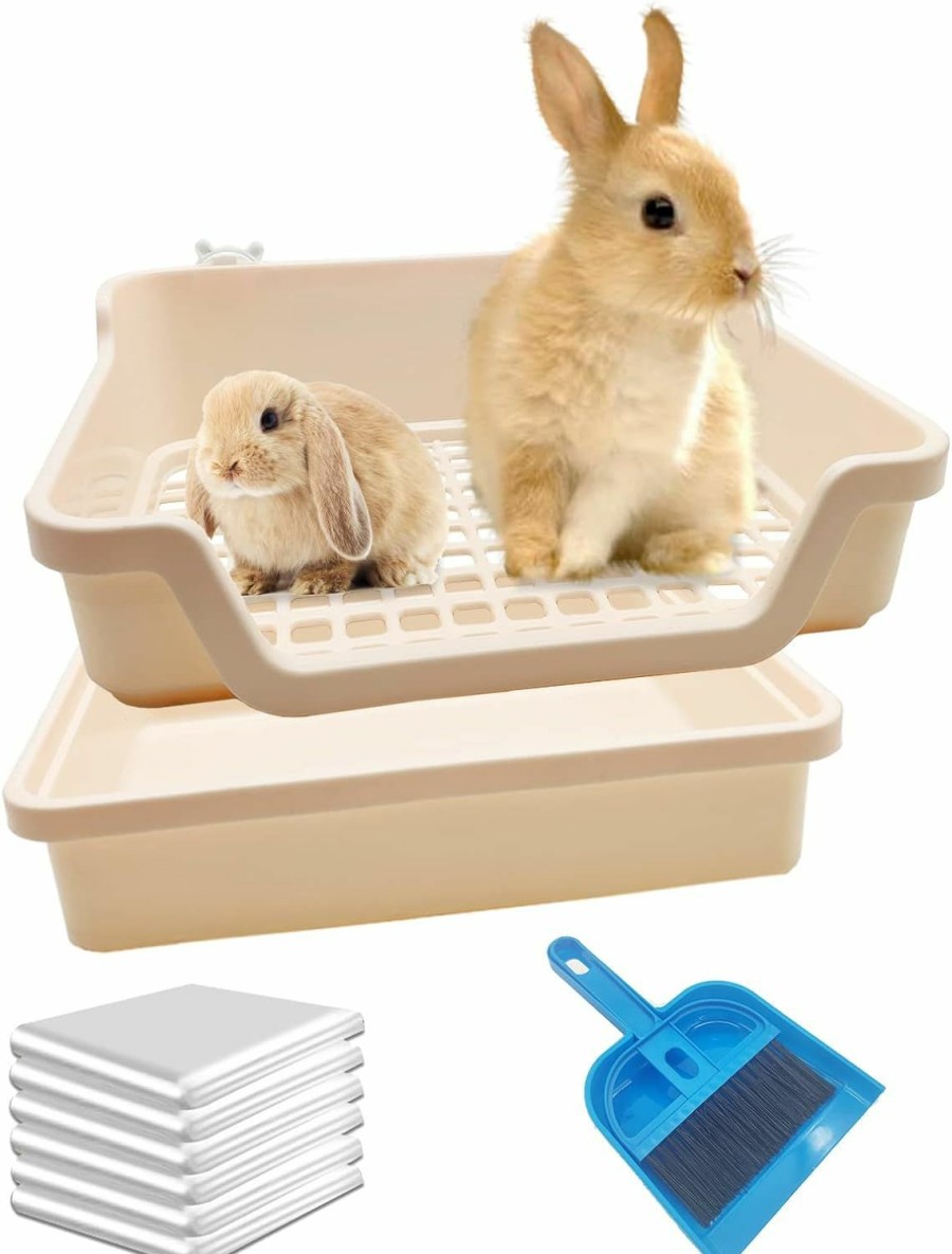 Small Animal BNOSDM | Bnosdm Large Rabbit Litter Box Deep Rabbit Toilet Bunny Potty Training Litter Box With Tray Corner Small Animal Litter Pan For Adult Rabbits Chinchillas Ferrets Galesaurs (Blue)