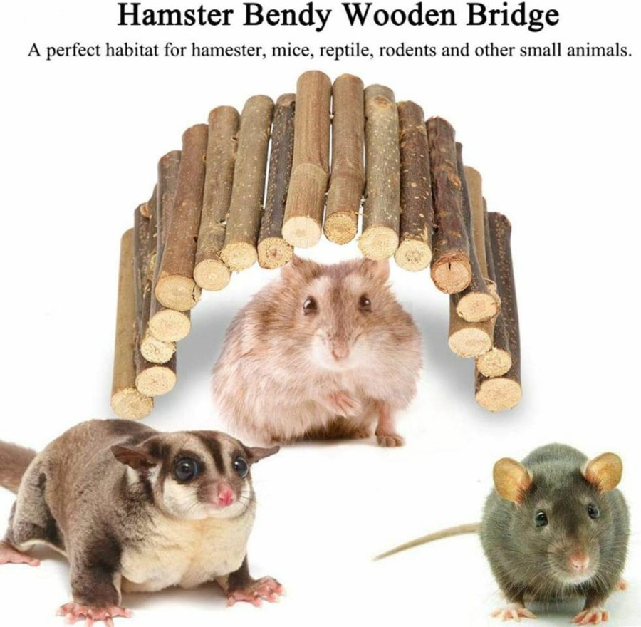 Small Animal PINVNBY | Pinvnby Wooden Hamster Bridge,Rat Chew Toys For Chinchillas Guinea Pigs Hamster Mouse Rat, Rodents Ladder Toy For Small Animal (2Pack)