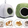 Small Animal Yesland | Yesland 2 Pack Guinea Pig Bed - Washable Guinea Pig Hideout Cozy Small Animal Bed Cage Accessories - Foldable Short Plush Hamster Cave For Chinchilla, Hamsters, Hedgehog, Dwarf Rabbits - Grey, Green