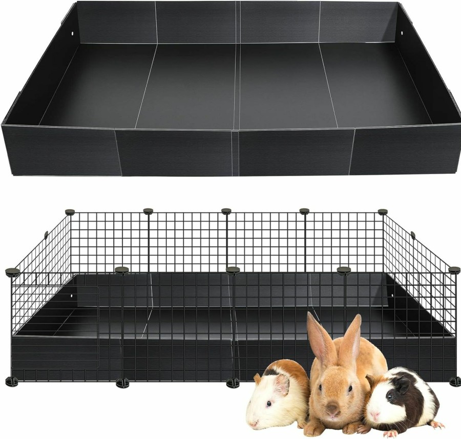 Small Animal Geelin | Geelin Corrugated Plastic Cage Liners Base 2 X 4 Panel Size Guinea Pig Cage Liner For Guinea Pigs Hedgehogs Rabbits Applied With C&C Cages, Black