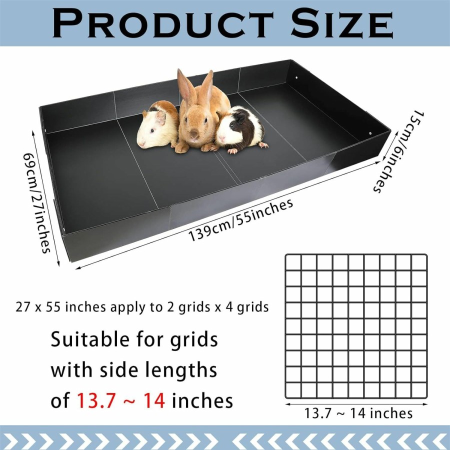 Small Animal Geelin | Geelin Corrugated Plastic Cage Liners Base 2 X 4 Panel Size Guinea Pig Cage Liner For Guinea Pigs Hedgehogs Rabbits Applied With C&C Cages, Black