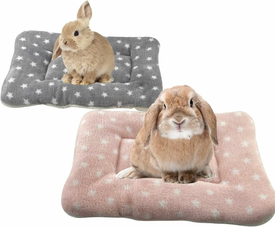 Small Animal MANSHU | Manshu Small Animal Plush Bed, Bunny Bed, For Bunny, Squirrel, Hedgehog, Pink And Gray 2Pcs.