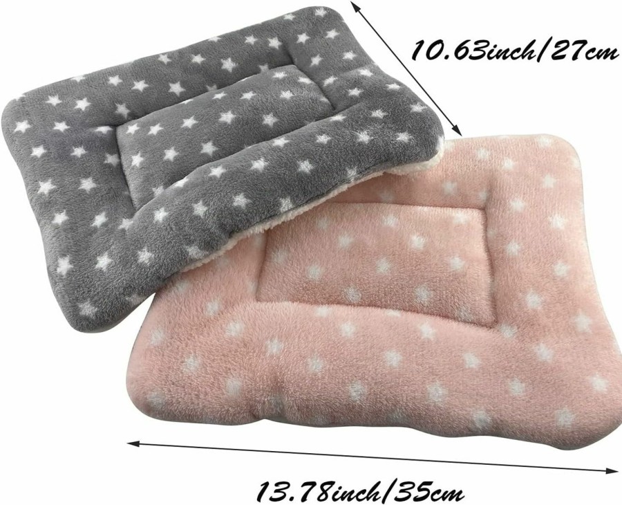 Small Animal MANSHU | Manshu Small Animal Plush Bed, Bunny Bed, For Bunny, Squirrel, Hedgehog, Pink And Gray 2Pcs.