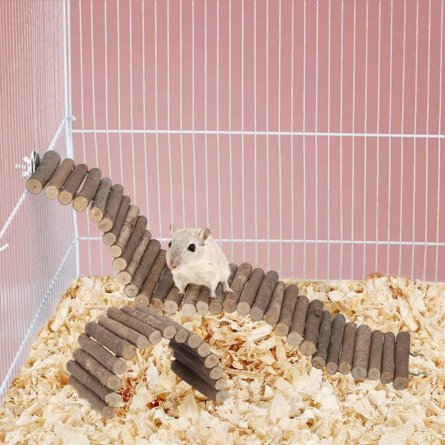 Small Animal Filhome | Filhome 2Pcs Hamster Bridges, Rat Bendy Long Suspension Bridges And Guinea Pig Bendable Tunnel, Bendable Hamster Ladder Gerbil Wooden Ramp Chinchilla Chews Toys For Small Animals Cage Accessories