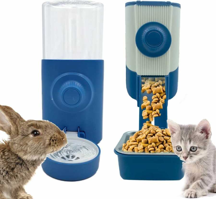 Small Animal MUYG | Muyg Automatic Rabbit Feeder Water,Hanging Gravity Auto Food & Waterer Set,Removable Cage Pet Food Bowl For Small Animals Rabbits Chinchilla Guinea Pig Ferret(Blue)