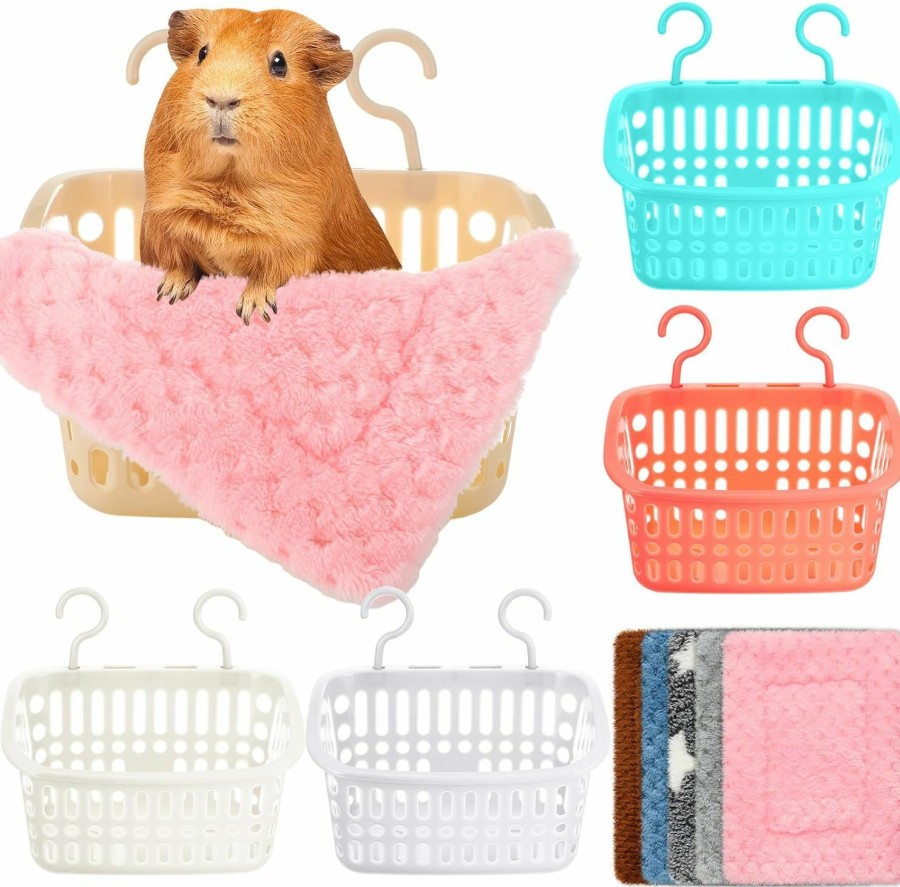 Small Animal Geetery | Geetery 5 Set Rat Hammock For Cage Chew Proof Rat Toys Warm Bed, Small Animal Hanging Basket Ferret Cage Accessories And Habitats Removable Nest Mat For Hamster, Sugar Glider, Hedgehog(Heart)