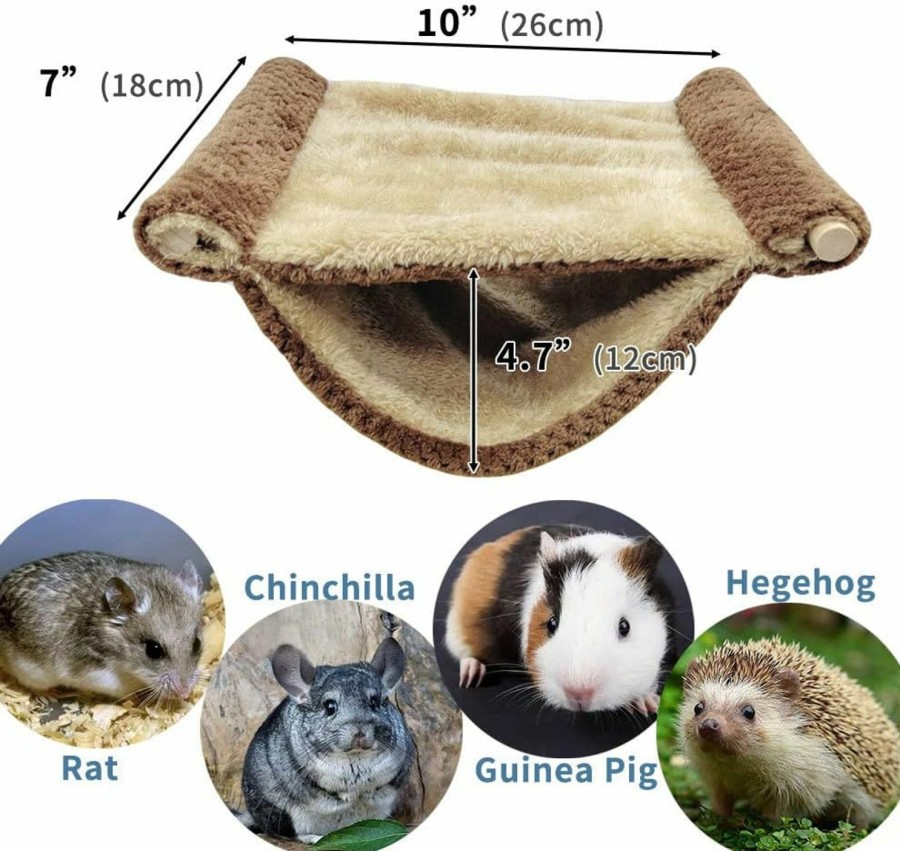 Small Animal Oncpcare | Oncpcare Fleece Rat Hammock Warm Guinea Pig Sleep Bed Chinchilla Cage Play Platform With Warm Fleece For Hamster Mice, Brown