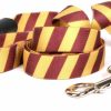 Small Animal Yellow Dog Design | Yellow Dog Design Team Spirit Maroon And Gold Ez-Grip Dog Leash-With Comfort Handle-Large-1\" And 5 Feet (60\")