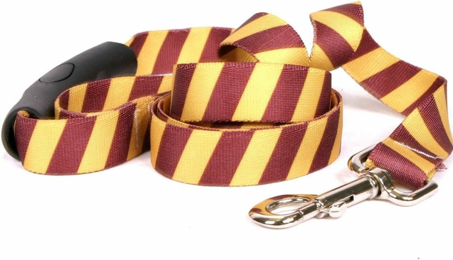 Small Animal Yellow Dog Design | Yellow Dog Design Team Spirit Maroon And Gold Ez-Grip Dog Leash-With Comfort Handle-Large-1\" And 5 Feet (60\")