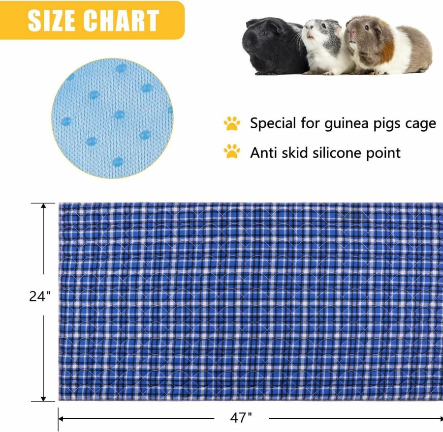 Small Animal Stpiatue | Stpiatue 2 Pcs Guinea Pig Bedding,Guinea Pig Cage Liner,Washable Pee Pads Fast Absorbent Waterproof Reusable Non-Slip Guinea Pig Cage Liners(24\"X47\")