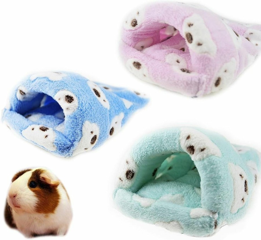 Small Animal FLAdorepet | Fladorepet Rat Hamster House Bed Winter Warm Fleece Small Pet Squirrel Hedgehog Chinchilla Rabbit Guinea Pig Bed House Cage Nest Hamster Accessories (M, Random)