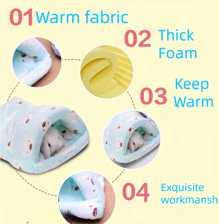 Small Animal FLAdorepet | Fladorepet Rat Hamster House Bed Winter Warm Fleece Small Pet Squirrel Hedgehog Chinchilla Rabbit Guinea Pig Bed House Cage Nest Hamster Accessories (M, Random)