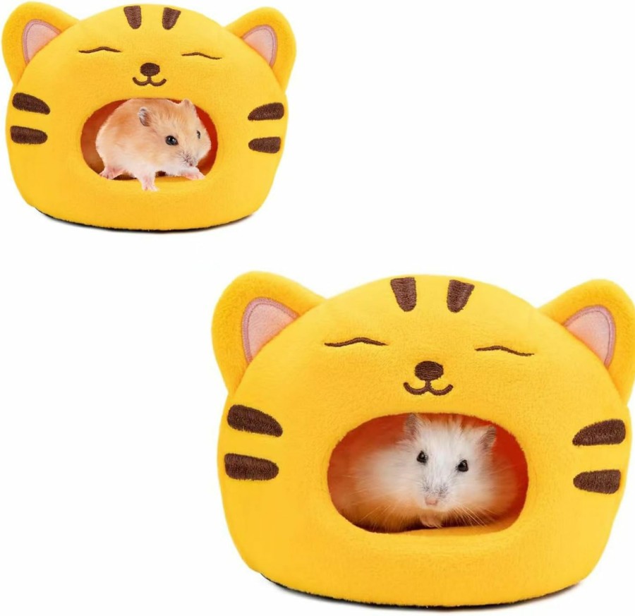 Small Animal LyssKMK | Lysskmk Cozy Mushroom House For Hamsters Soft Plush Tiger Shelter For Rat Small Guinea Pigs Cute Warm Bedding For Small Pets Cartoon Tiger