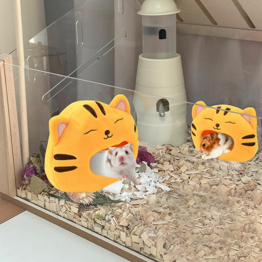 Small Animal LyssKMK | Lysskmk Cozy Mushroom House For Hamsters Soft Plush Tiger Shelter For Rat Small Guinea Pigs Cute Warm Bedding For Small Pets Cartoon Tiger