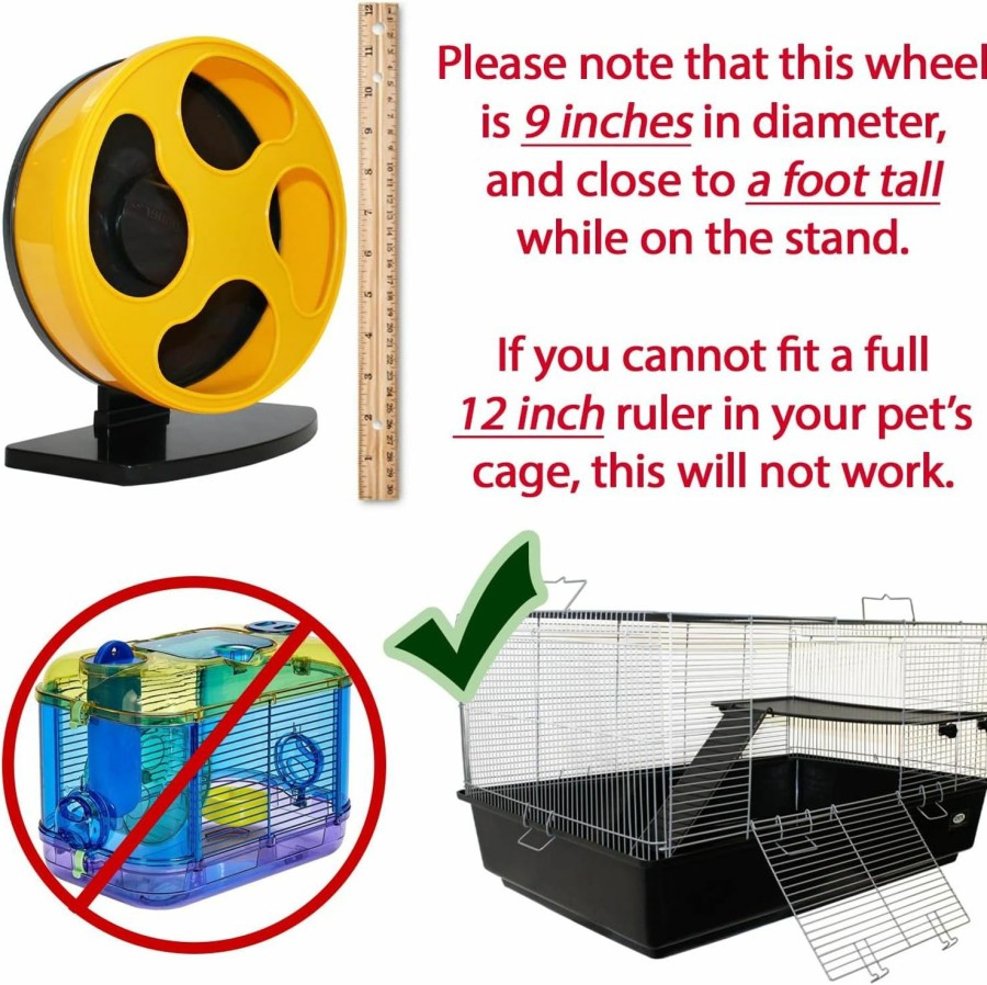 Small Animal Exotic Nutrition | Silent Runner Wheel - 9\" Regular - Exercise Wheel (Yellow)