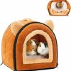 Small Animal Pet Soft | Pet Soft Guinea Pig Bed Rabbit Bed Cozy Guinea Pig Hideout House Bunny Hideout For Rabbits Hamster Bunny Rats Chinchilla Cave Bed Small Animal Bed (Brown)