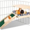 Small Animal Upspotie | Upspotie Guinea Pig Hideout - Natural Wooden Small Animal House Bed With Stairs And Mat, Detachable Small Pet Hut Habitats For Guinea Pig Hamsters Bunny Chinchillas Cages Accessories