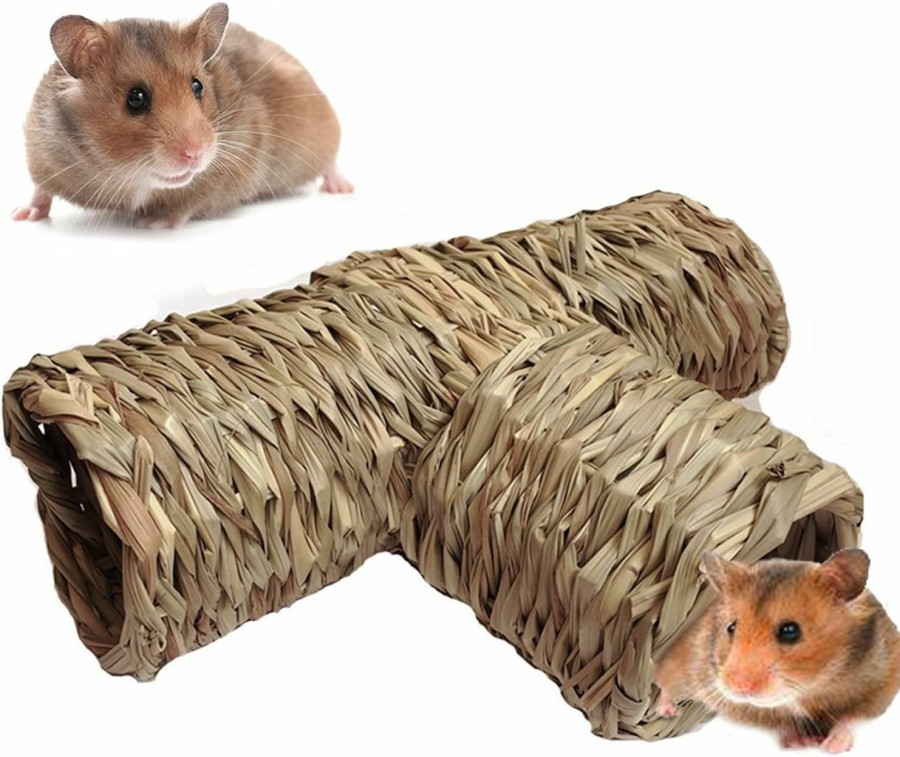 Small Animal Hamiledyi | Nature'S Hideaway Grass Tunnel Toy,Straw House With Open Entrance,Lightweight,Durable Home For Pocket Pets,Suitable For Rats,Syrian Hamster,Ferrets,Guinea Pig,Chinchilla Hedgehog And Budgies