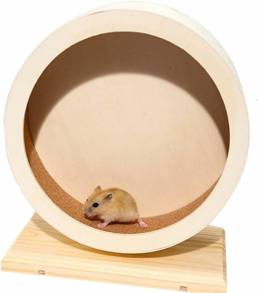 Small Animal antiai | Antiai Hamster Wooden Silent Wheel, Small Animal Exercise Wheel Accessories, Quiet Spinner Hamster Running Wheels Prevent Depression Toys For Hamsters, Gerbils, Mice And Other Small Pets (S)