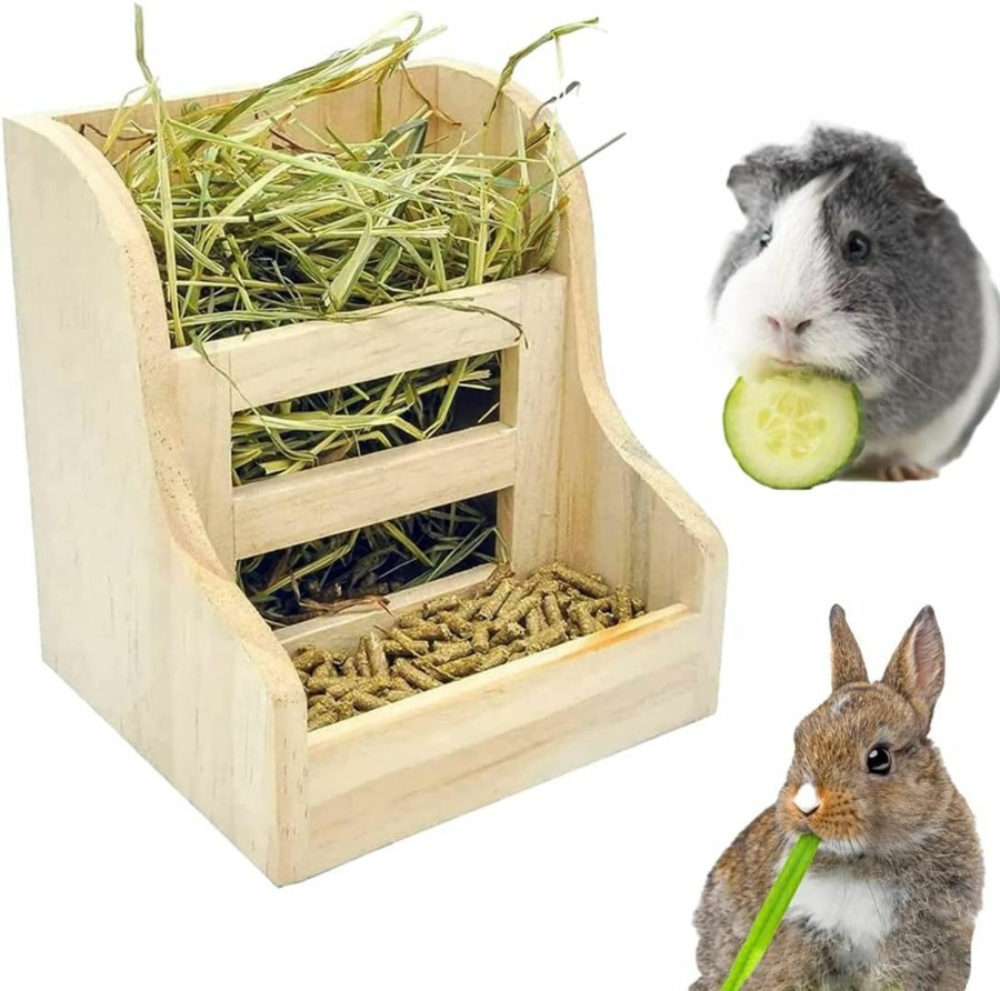 Small Animal Litewoo | Litewoo Rabbit Feeder Guinea Pig Hay Feeder Natural Wood Food Bowl For Bunny Guinea Pig Squirrel Chinchilla Small Animals