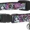 Small Animal Buckle-Down | Buckle-Down Breakaway Cat Collar - Princess Sketch Poses/Floral Collage Pinks/Grays - 1/2\" Wide - Fits 9-15\" Neck - Large