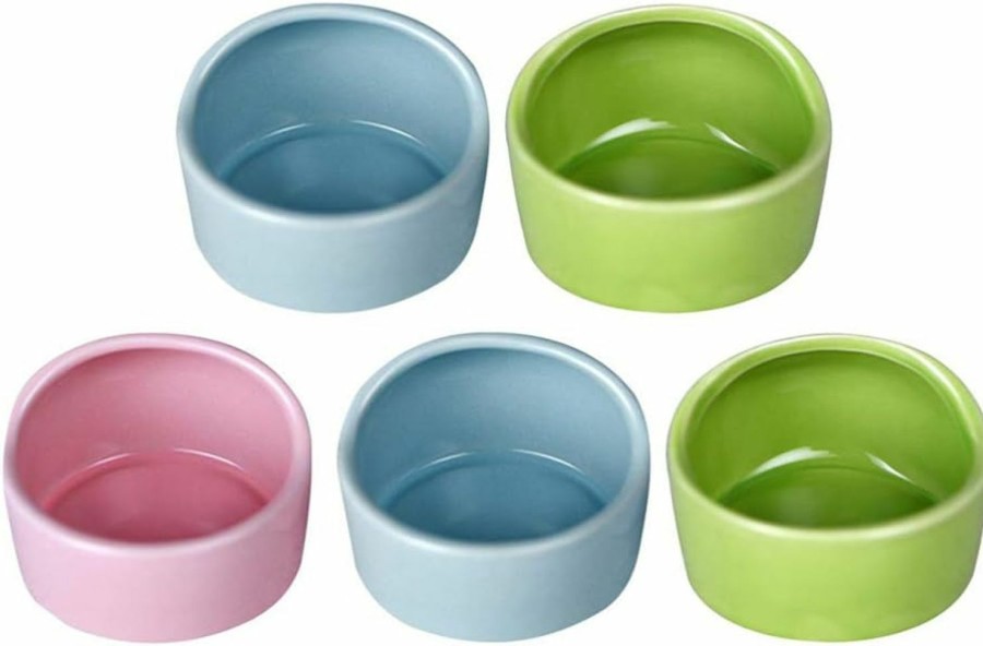 Small Animal POPETPOP | Popetpop Ceramic Hamster Feeding Bowls, Anti-Bite Small Animal Food Bowl Water Feeder For Rabbit Hedgehog Guinea-Pig Gerbil Squirrel Reptiles (Random Color)