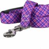 Small Animal Yellow Dog Design | Yellow Dog Design Purple Pink Diagonal Plaid Ez-Grip Dog Leash, Small/Medium-3/4 Wide 5' (60\") Long