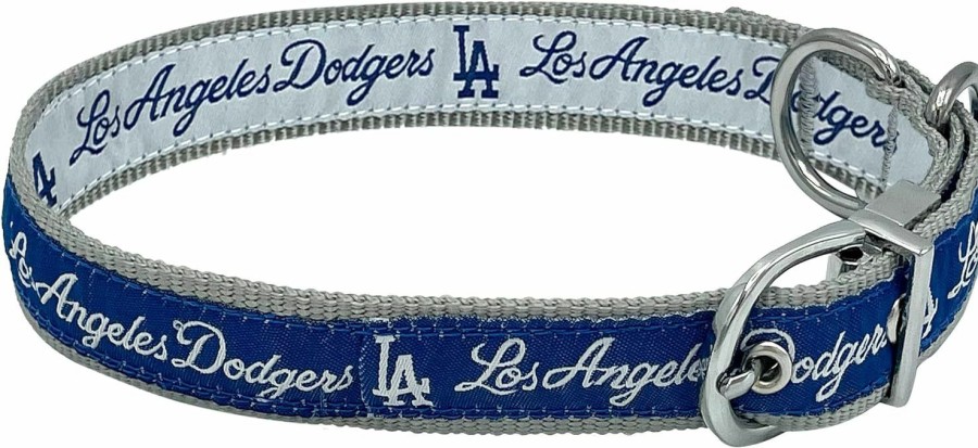 Small Animal Pets First | Pets First Los Angeles Dodgers Reversible Mlb Dog Collar. Premium Home & Away 2-Sided Pet Collar Adjustable With Metal Buckle. Your Favorite Baseball Team A Unique Design On Each Side, Lad-3280-Md, M