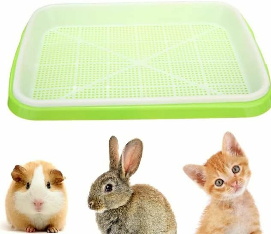 Small Animal Generic | Small Animal Litter Box Toilet - Square Litter Tray Cage Toilet Potty For Rabbits, Pigs, Ferrets, Chinchillas, Hamsters, Kitty - Green