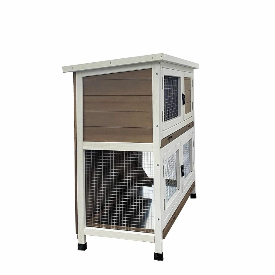 Small Animal Ajikgn | Ajikgn Double Rabbit Cage With Climbing Ladder And Tray For Small Animals New Rabbit Hutch Easy Cleaning Small Animal Play Cage