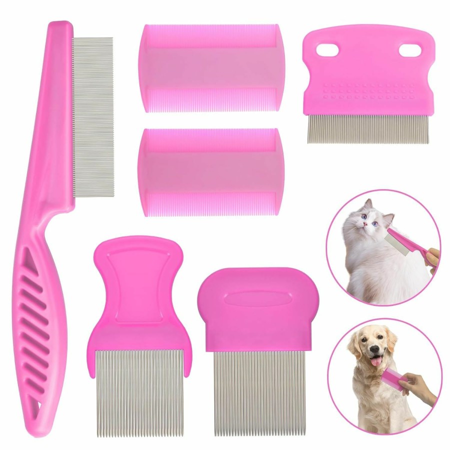 Small Animal CAPHONT | Caphont Flea Comb For Cats With Handle, 4 Pcs Flea Brush Tear Stain Comb Grooming Face And Matted Hair Paws Pet Lice Comb For Small, Medium & Large Cat Dog Kitten Rabbit