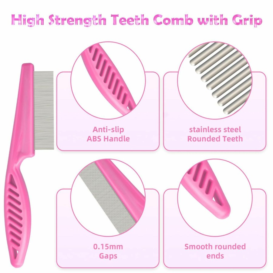 Small Animal CAPHONT | Caphont Flea Comb For Cats With Handle, 4 Pcs Flea Brush Tear Stain Comb Grooming Face And Matted Hair Paws Pet Lice Comb For Small, Medium & Large Cat Dog Kitten Rabbit