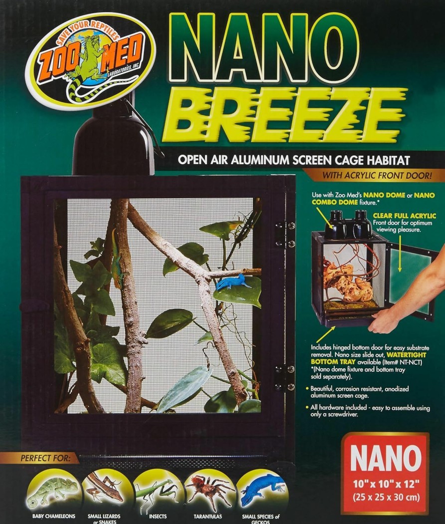 Small Animal Zoo Med | Zoo Med Labs Nano Breeze Alumuninum Screen Cage 10 X 10 X 12