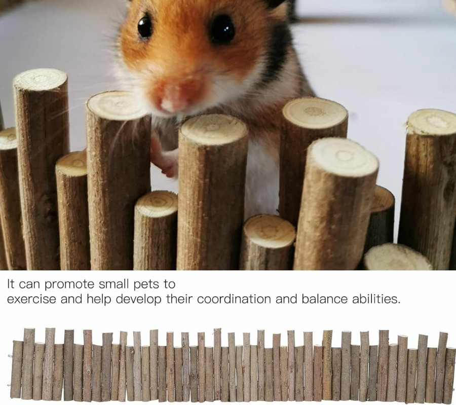 Small Animal Zerodis | Hamster Toys, Flexible Hamster Wooden Bridge Door Fence Hamster Chew Toys Decor Standing Climbing Platform For Mice Gerbil Chinchilla Small Animals Chew Toys(11.8In)