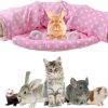 Small Animal BNOSDM | Bnosdm 2-In-1 Rabbit Tunnel Bed For Bunnies Tube Collapsible Removeable Mat Rabbits Tunnels Tubes Toys Small Animal Hideout For Pet Kittens Chinchilla Ferrets Guinea Pigs Hamster Pink