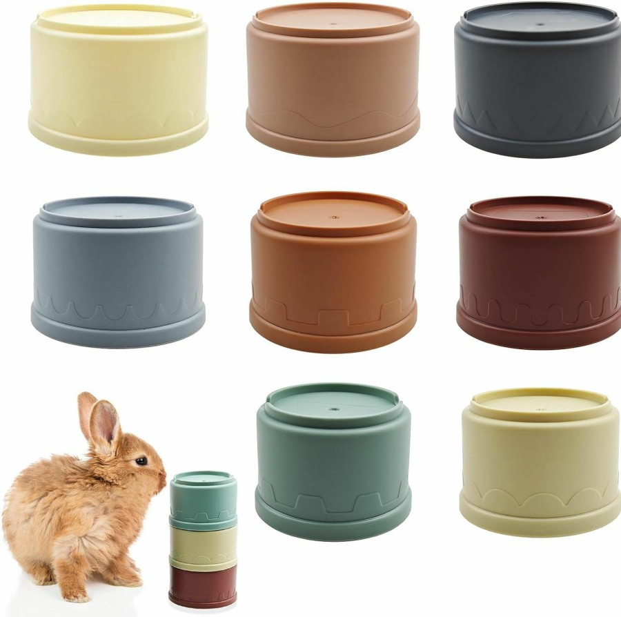 Small Animal Auswalar | Auswalar 8 Pcs Rabbit Stacking Cups Toys Multi-Colored Reusable Bunny Toys Of Different Sizes Plastic Nesting Toys For Small Animals Rabbits Bunny Hiding Food And Playing