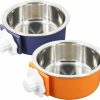 Small Animal QIYADIN | Qiyadin Stainless Steel Removable Pet Food Bowl, Anti-Overturn Water Feeder Container, Suitable For Small Dog/Cat/Rabbit, 2 Set Of Crate Bowls, Easy To Install And Clean