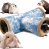 Small Animal LeerKing | Leerking Guinea Pig Tunnel 3 Way, Small Animal Hideout Toy Washable Canvas Fleece Tube Play Tunnel For Rats Ferret Bunny Gerbil Sugar Glider Chinchilla, Pink