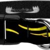 Small Animal Strapworks | Flame Print Dog Collar - Waterproof Hot Rod Flame Print Dog Collar - 3/4 Inch Adjusts 11.5 - 17.5 Inches, Medium, Black/Yellow