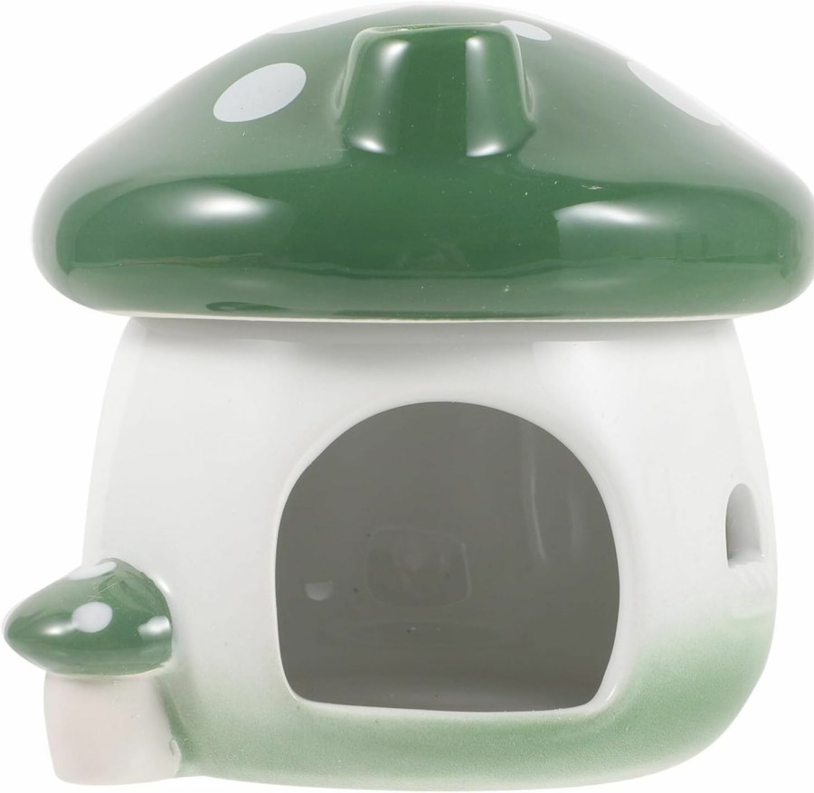 Small Animal Ipetboom | Ipetboom Ceramic Hamster Hideout Mushroom Shape Small Pet Hideout Hamster House Habitats Cool Bed Small Animals Pet Nest For All Season Dwarf Hamster Gerbil Mice