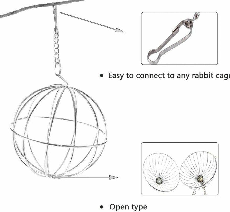 Small Animal Tfwadmx | Tfwadmx Rabbit Hay Feeder, Grass Play Hay Ball Chew Toy Stainless Steel Food And Grass Frame Bowls, Small Animals Hay Manger Dispenser For Hamsters Gerbils Chinchillas Guinea Pigs