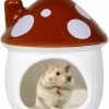 Small Animal Woleigiao | Mushroom Shaped Ceramic Hamster Hideaway Bed - Ideal Small Pet Habitat Hideaway For Dwarf Hamsters, Gerbils, Mice, Rats, Chinchillas And Guinea Pigs (Blue)