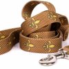 Small Animal Yellow Dog Design | Yellow Dog Design Fleur De Lis Gold Dog Leash 1\" Wide And 5' (60\") Long, Large