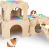 Small Animal Unicorn Catcher | Guinea Pig Hideout, Guinea Pig House With Stairs And Mats Extra Large Guinea Pig Castle Detachable Hideouts For Small Animals Wooden Guinea Pig Habitats With Multiple Doors And Windows