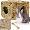 Small Animal YOMEESOUL | Bunny Grass House - Hand Crafted Natural Rabbit Hideout & Nesting Box, Foldable & Comfortable Bed Cage For Small Animals, Hamster, Guinea Pig, Chinchilla, Hedgehog (Medium - Suit For 1 Adult Rabbit)