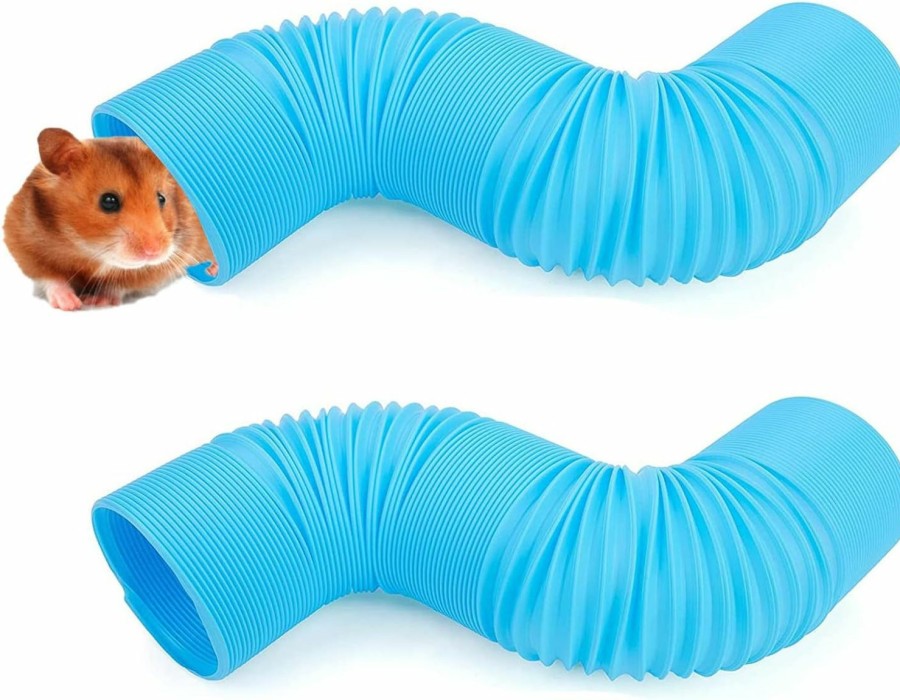 Small Animal kathson | Kathson 2 Pcs Hamster Tunnels Pet Plastic Tube Tunnel Fun Toys For Puzzle Exercising Hiding Training Or Gerbils, Guinea Pigs, Mice, Small Animals(Blue)